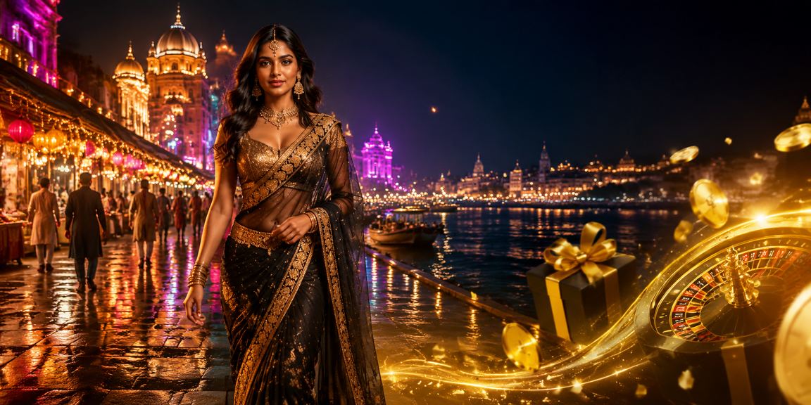 Player enjoying VIP casino experience at night market in India